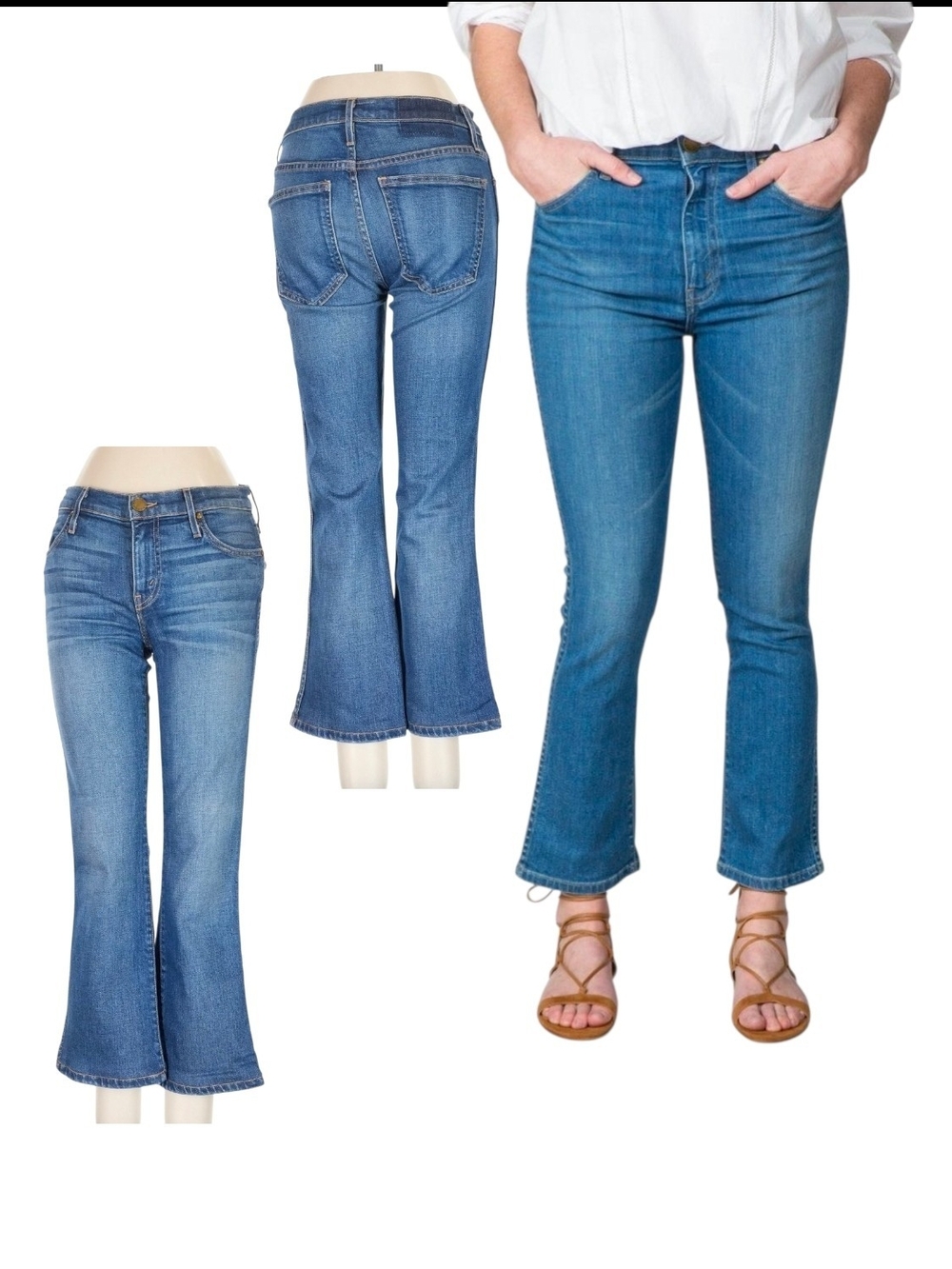 THE GREAT The Nerd Mid Rise Slim Cropped Kick Flare Jeans Size 25 Medium Wash